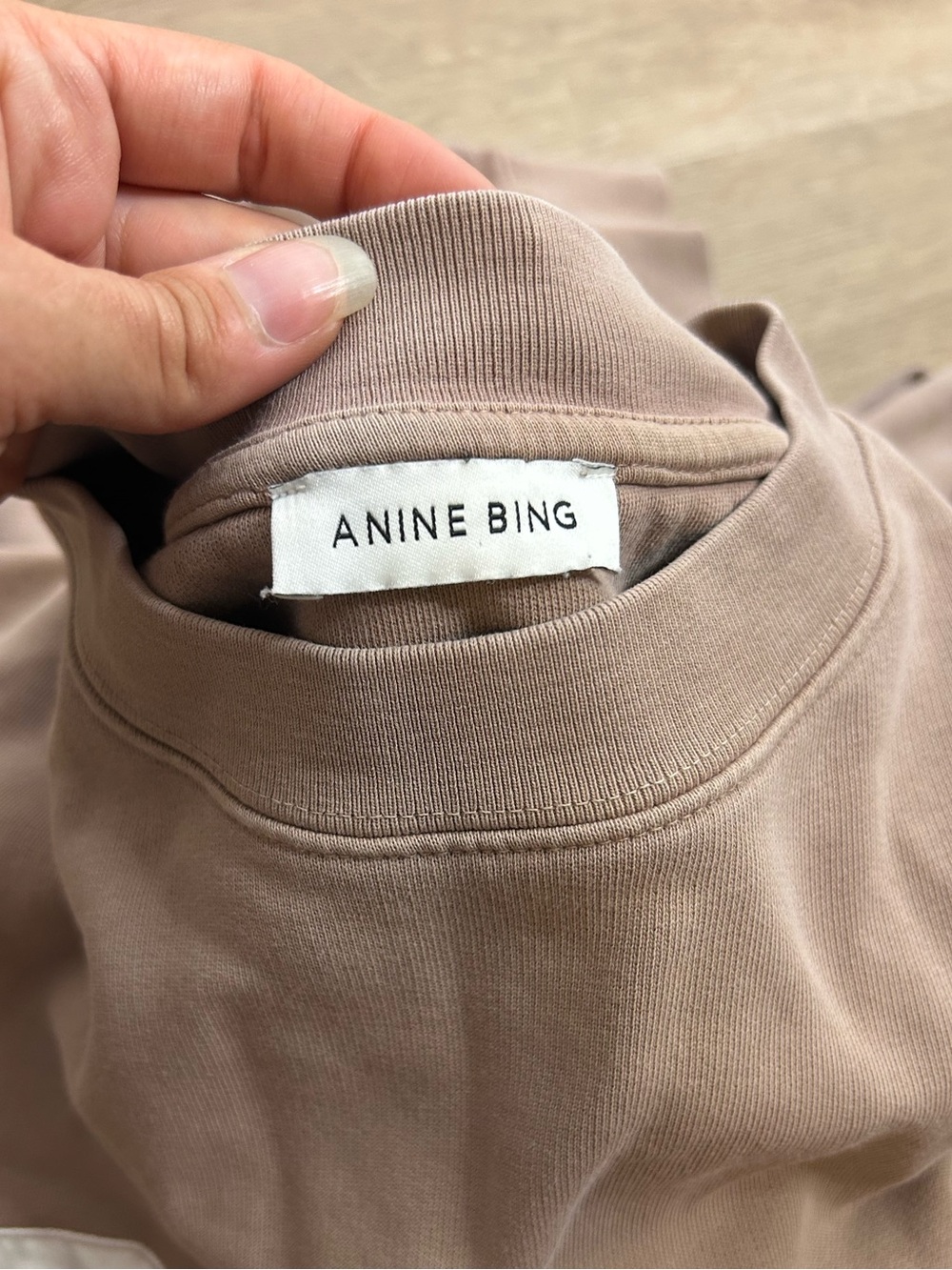 Anine Bing 100% Cotton Oversized Tyler 'BING' Spellout Sweatshirt in Tan - Picture 14 of 16
